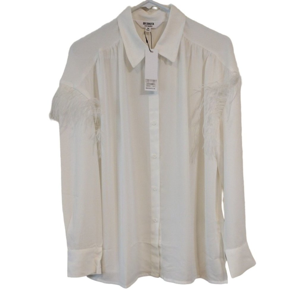BB Dakota Steve Madden NWT Women's Long Sleeve Blouse With Feathers